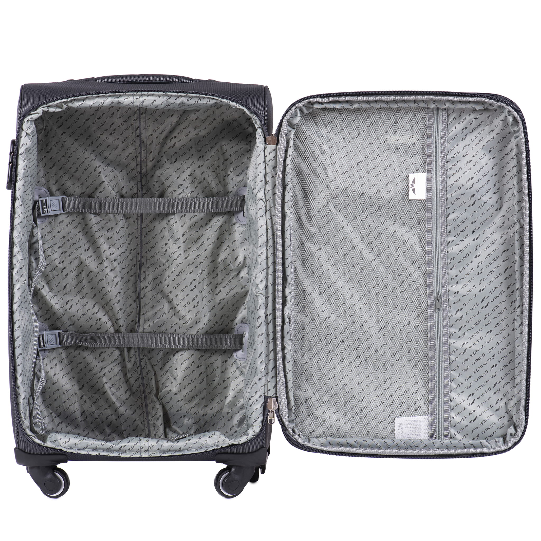 Маленький тканевый чемодан на 2 колесах WINGS 214-2 S COFFE - 2