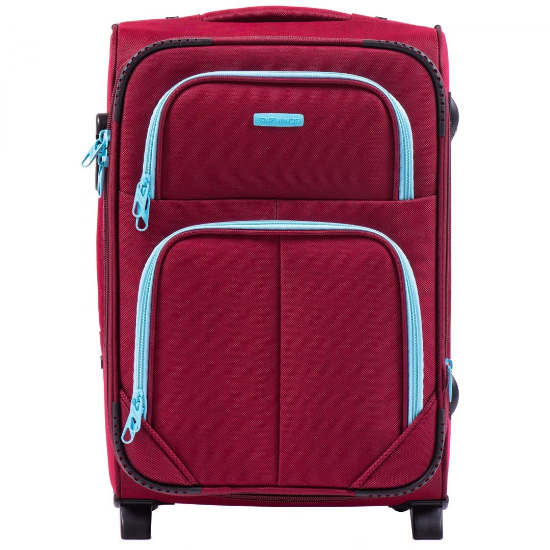 Маленький тканевый чемодан на 2 колесах WINGS 214-2 S RED - 1