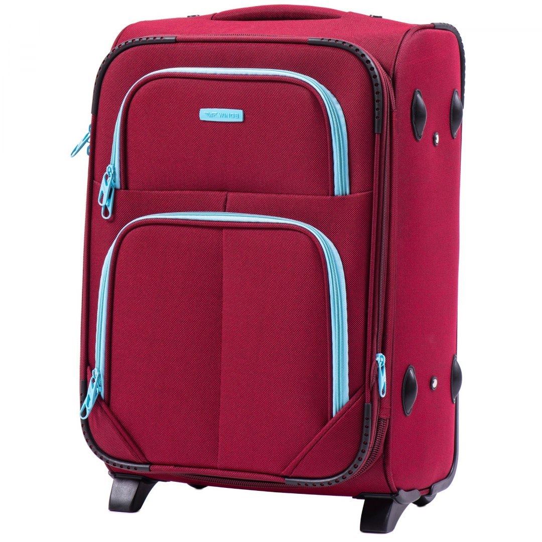 Маленький тканевый чемодан на 2 колесах WINGS 214-2 S RED - 4