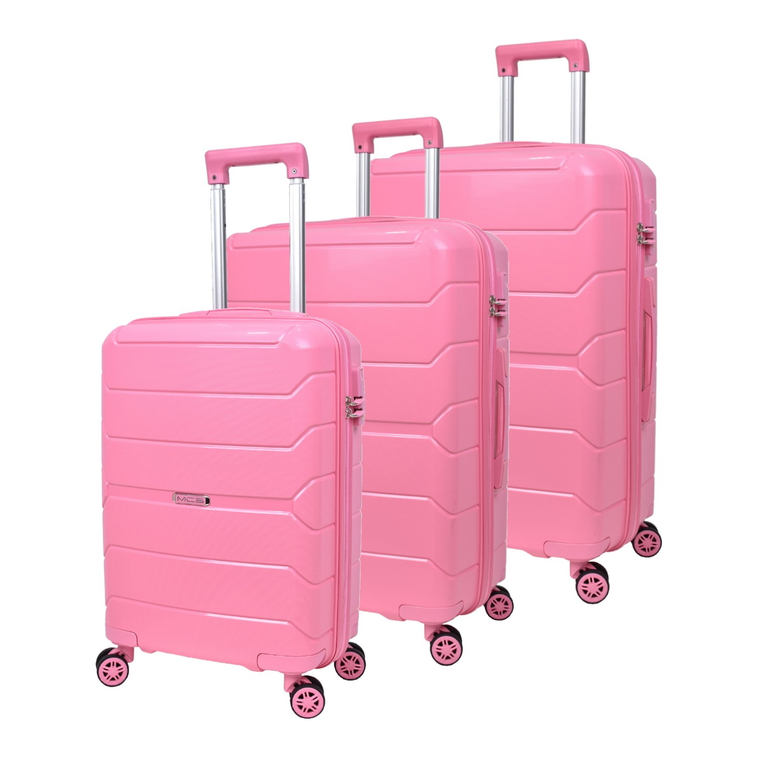 Комплект чемоданов из ПОЛИПРОПИЛЕНА! Ударостойкиe ! SET MCS V366 PINK - 1