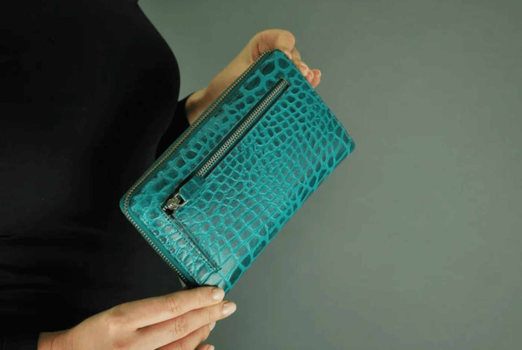 Женский кожаный кошелек из натуральной кожи EREMETTE 4722NL BLUE CROCKO - 2
