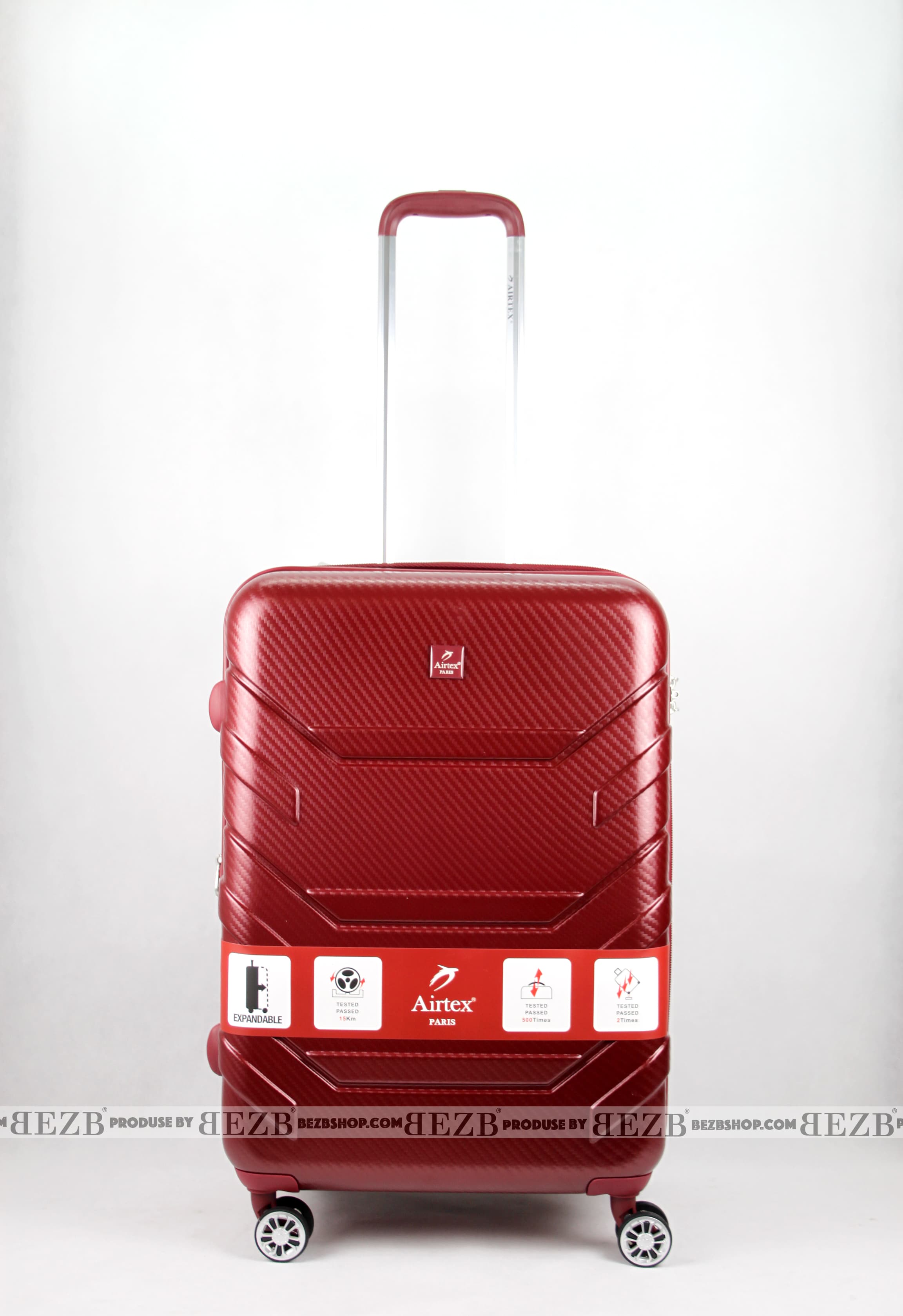 Французский ударостойкий чемодан Средний из поликарбоната на 4-ых колесах 'AIRTEX ' 7313 M RED - 7