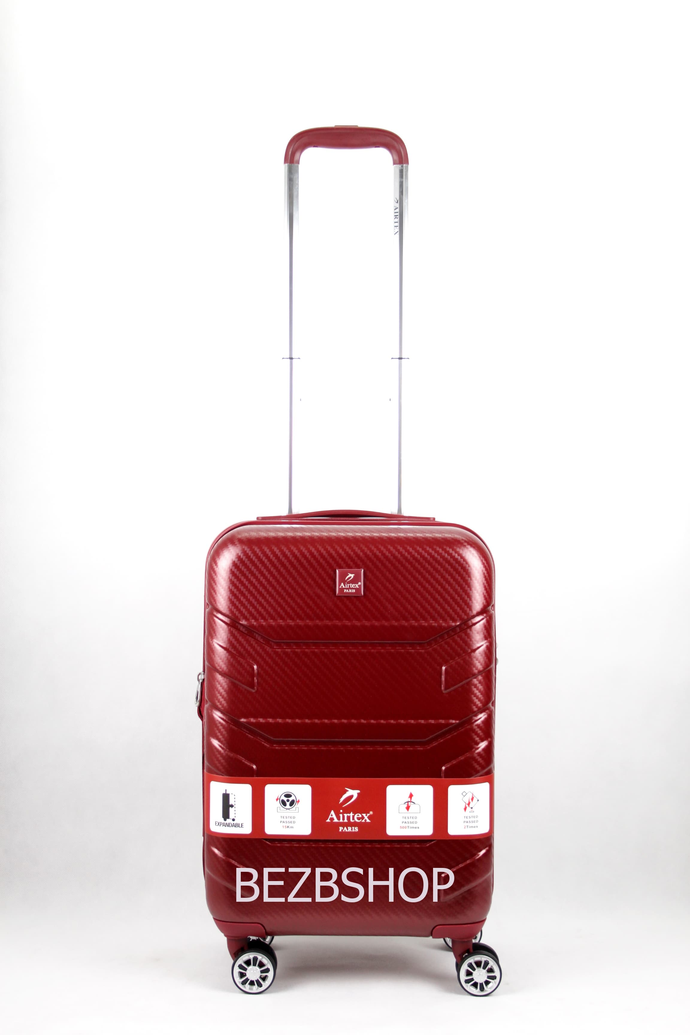 Французский ударостойкий чемодан Малый из поликарбоната на 4-ых колесах 'AIRTEX ' 7313 S RED - 7