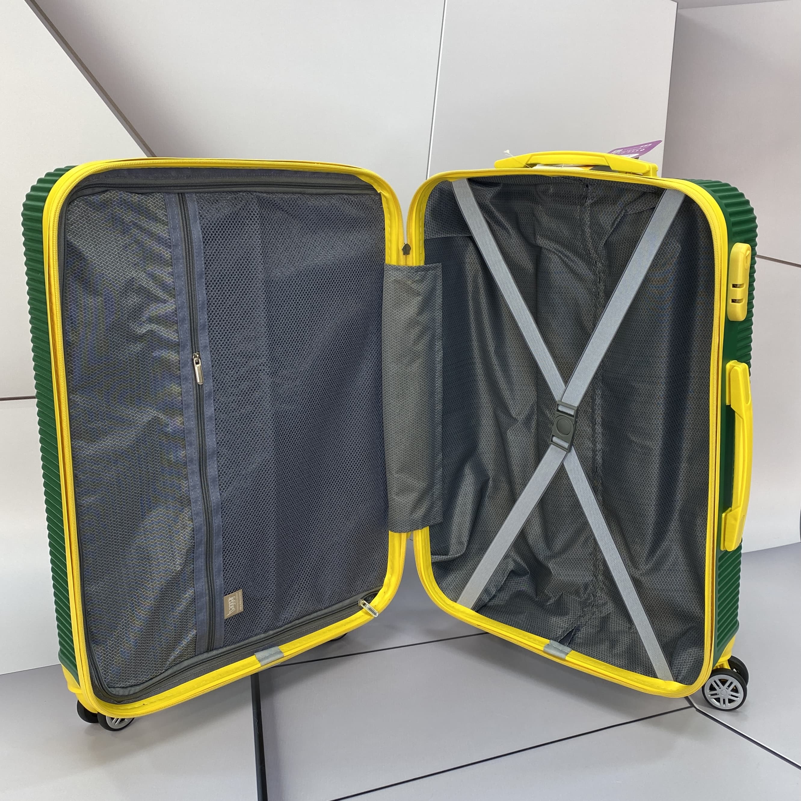 Средний чемодан из АБС Поликарбонат MCS V341 M GREEN/YELLOW - 2