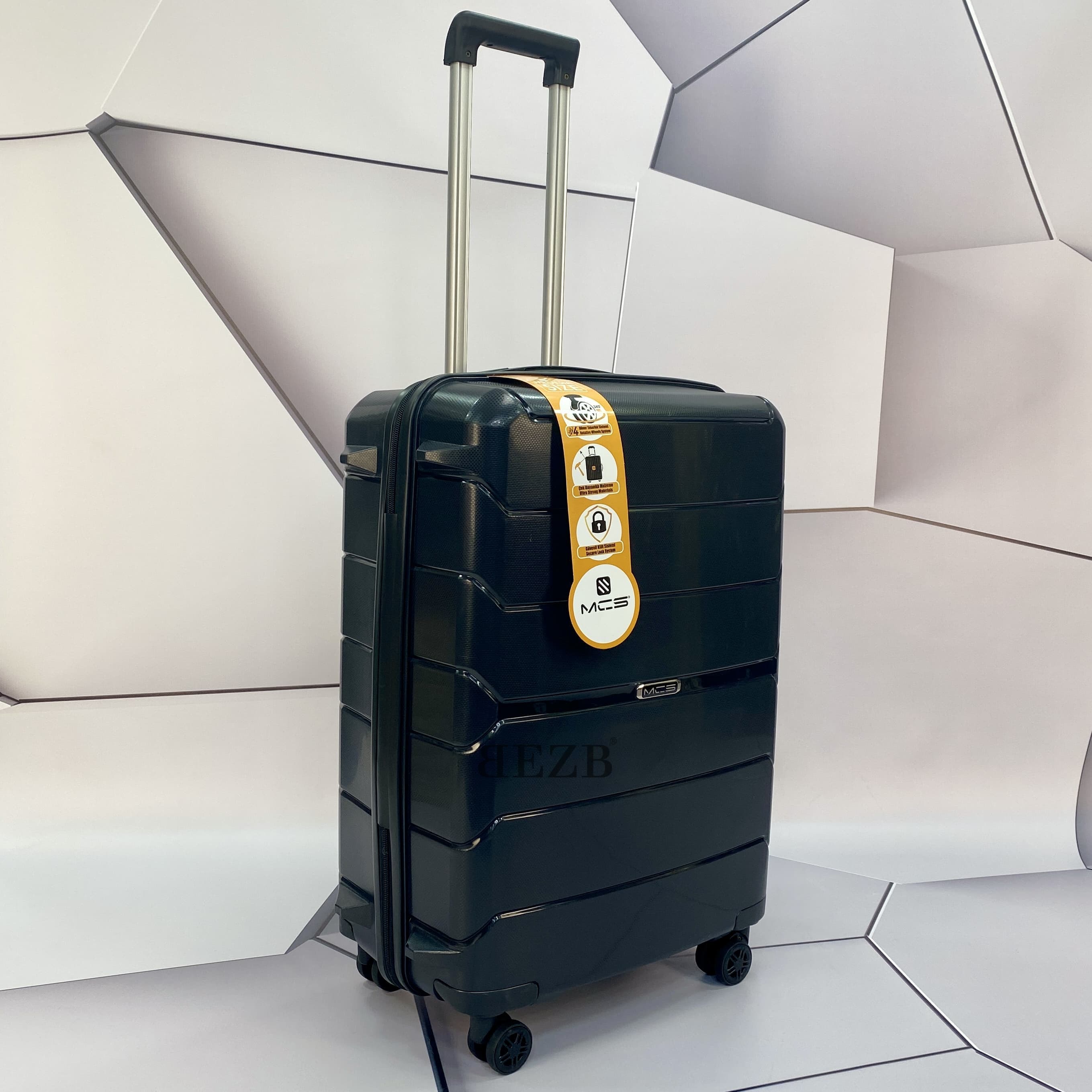 Средний чемодан из полипропилена MCS V366 M BLACK! Для 18 кг! - 4