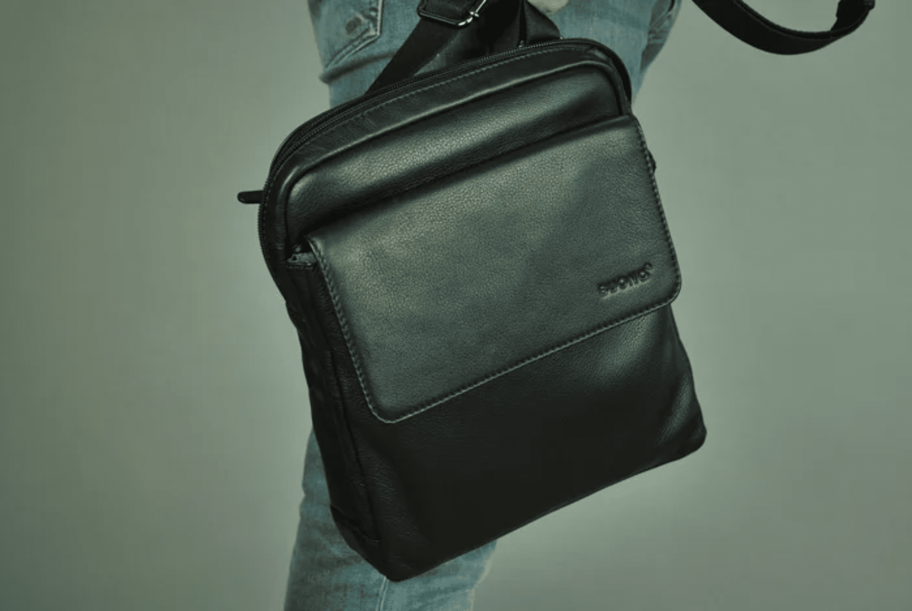 Мужская кожаная сумка BUONO J010-3069 BLACK - 3
