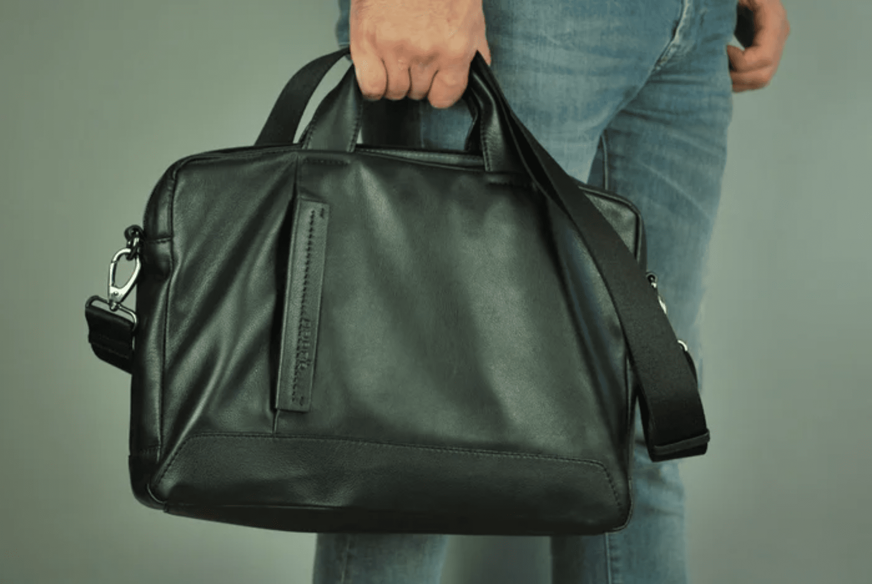 Деловая кожаная мужская сумка BUONO J010-3070 BLACK - 6