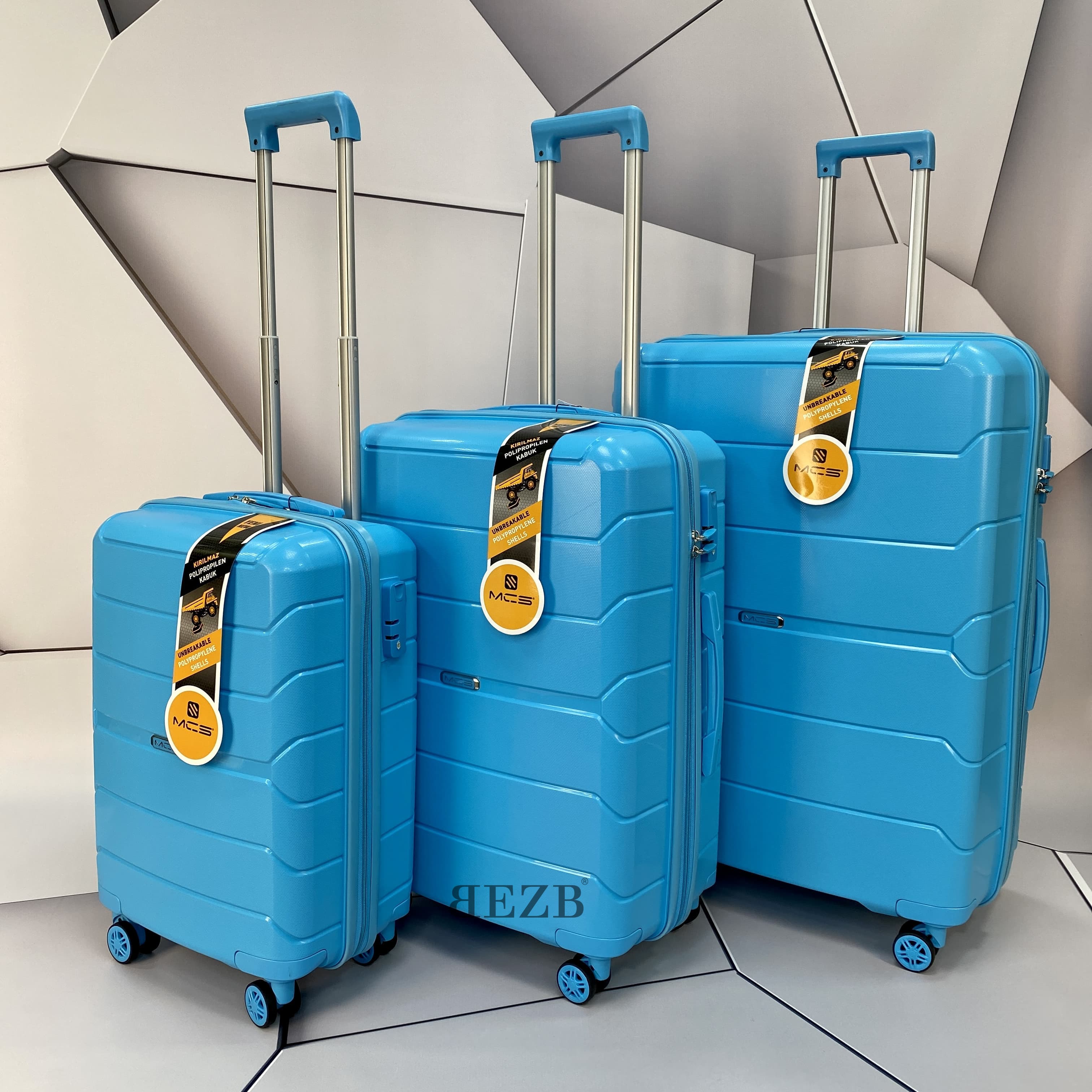 Комплект чемоданов из ПОЛИПРОПИЛЕНА! Ударостойкиe ! SET MCS V366 L. BLUE - 6