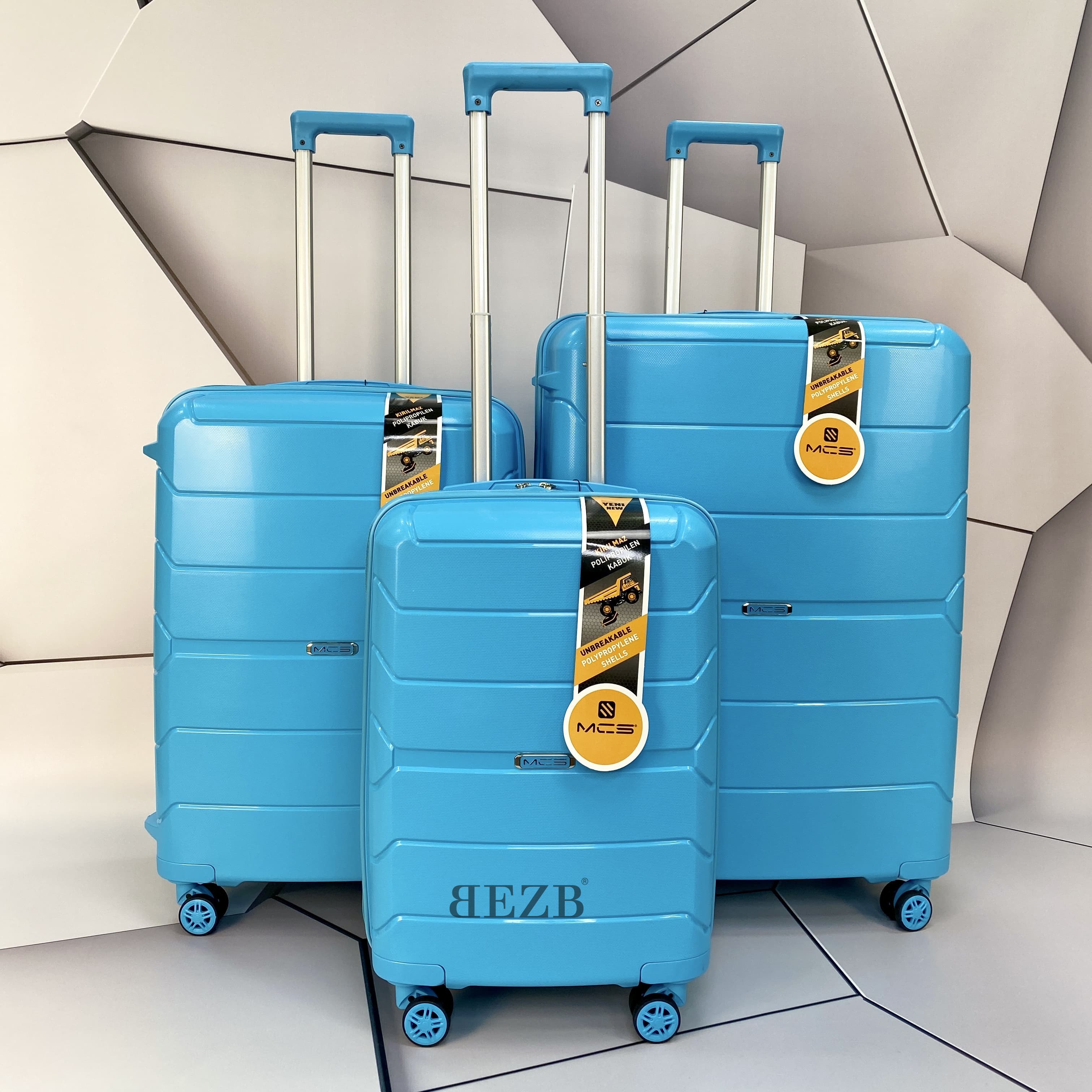 Комплект чемоданов из ПОЛИПРОПИЛЕНА! Ударостойкиe ! SET MCS V366 L. BLUE - 5