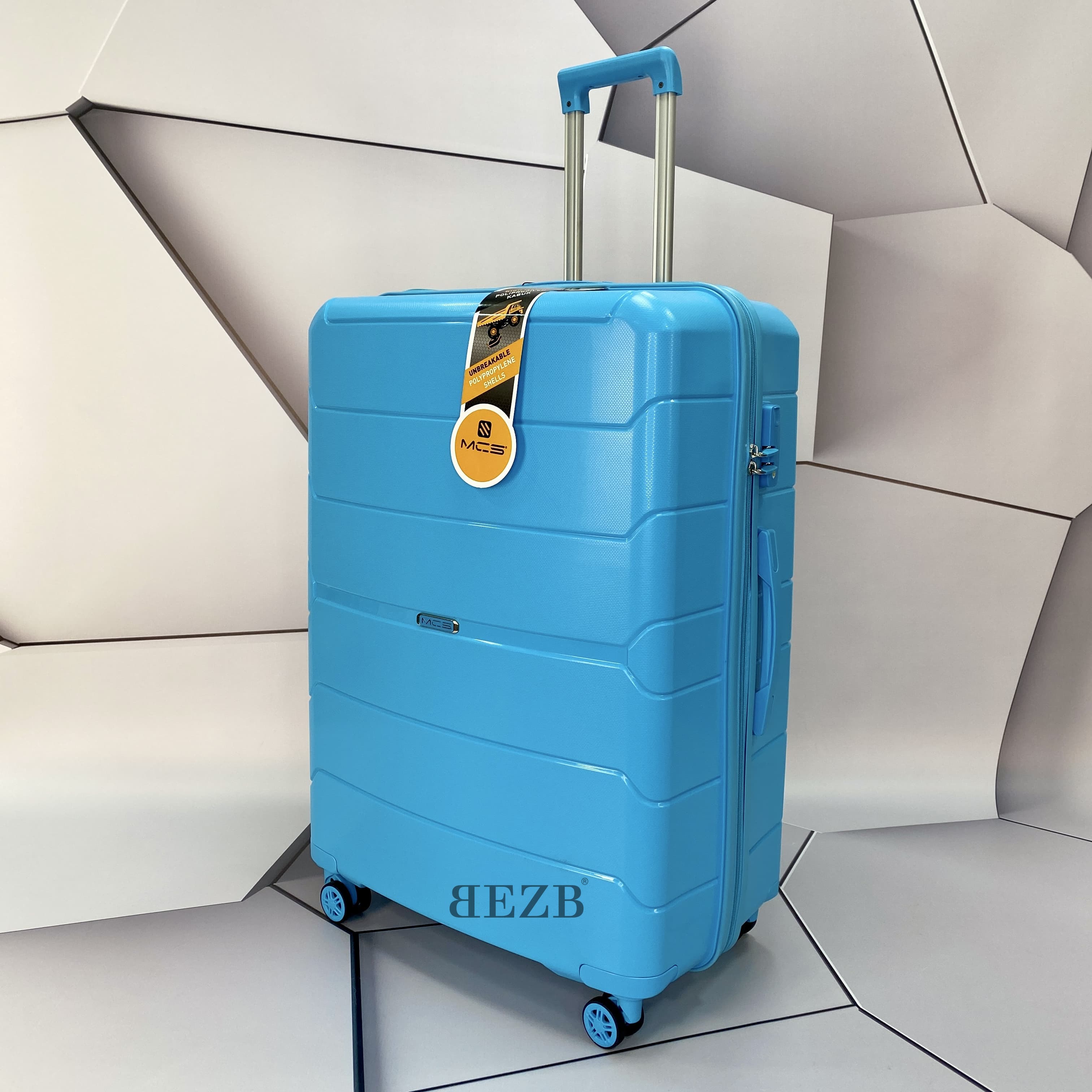 Большой чемодан из полипропилена MCS V366 L L. BLUE! Для 23 кг!