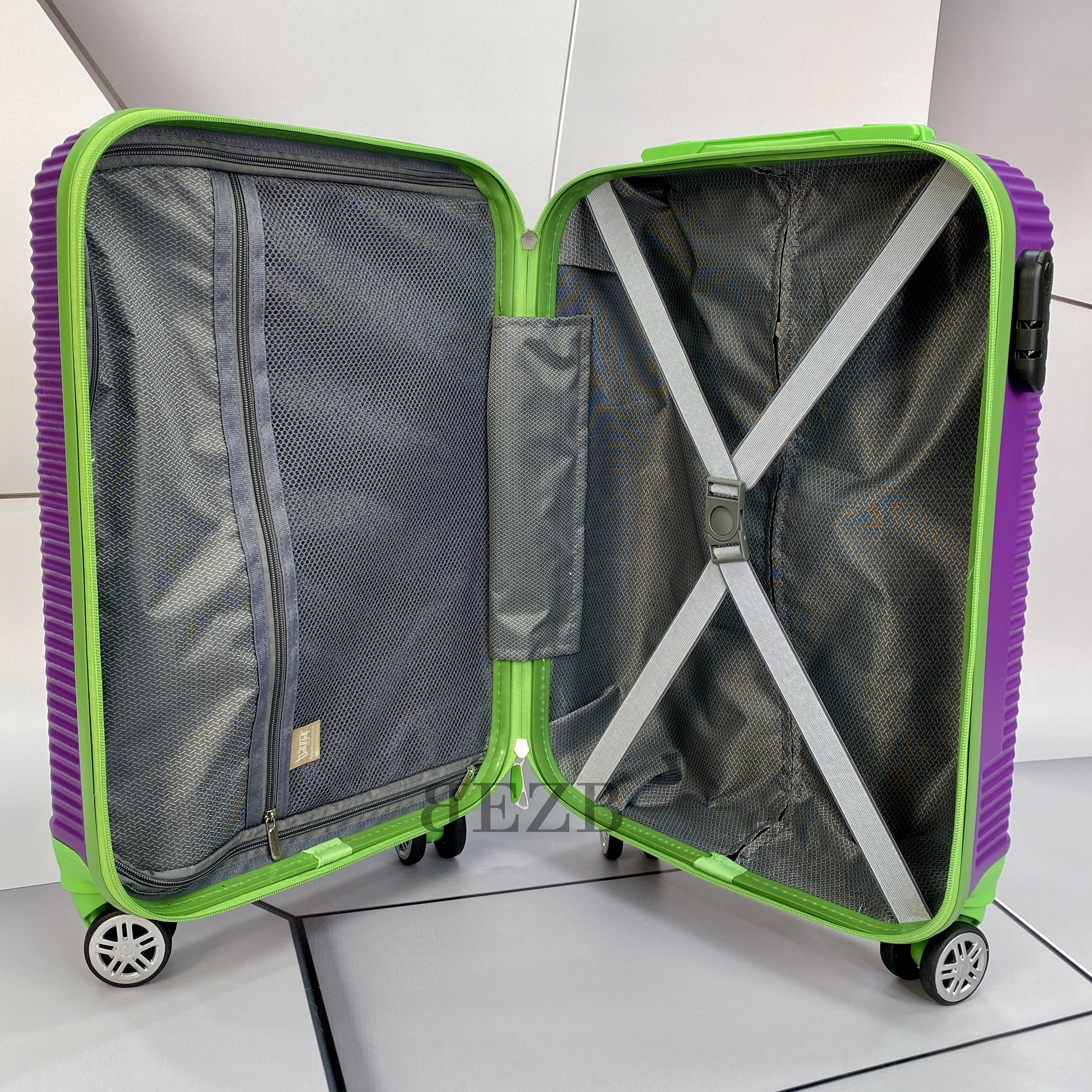 Средний чемодан из АБС Поликарбонат MCS V341 M PURPLE/GREEN - 3